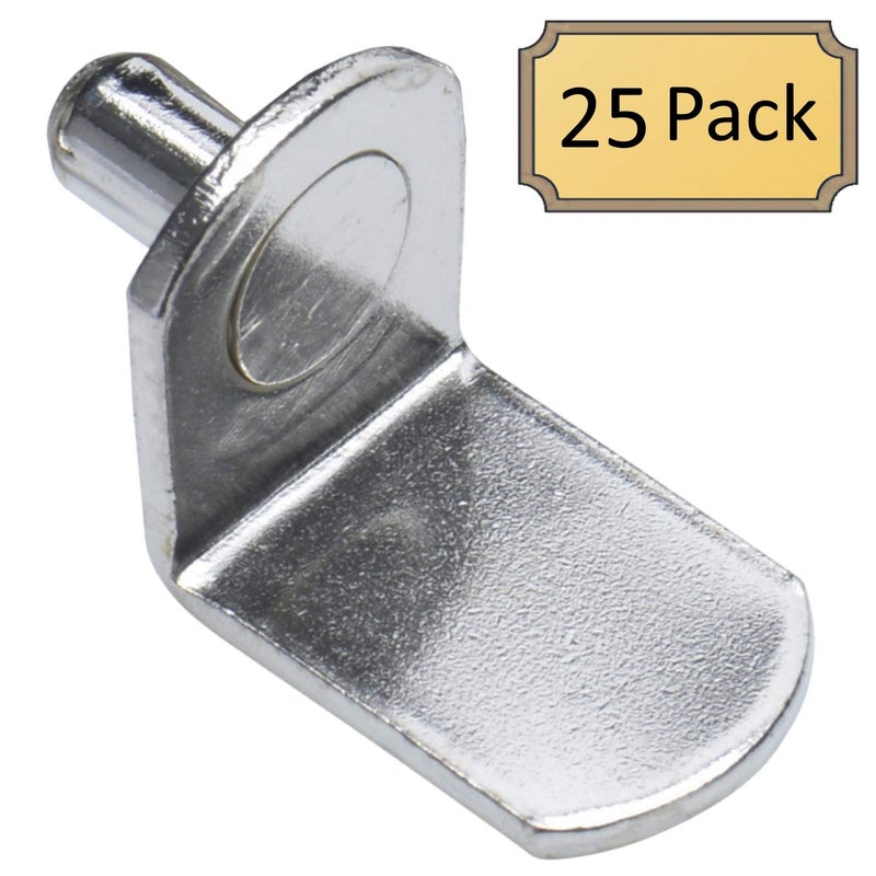 Desunia 5mm (25 Pack) Bracket Style Cabinet Shelf Support Pegs | "L" Clips for Kitchen & Bookcase | Polished Nickel - Image 2